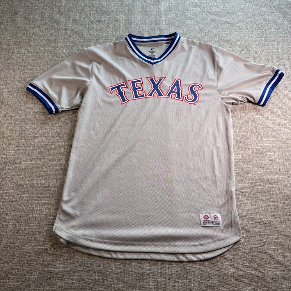 Texas Rangers Jersey Mens Medium Gray True Fan MLB Baseball Pullover Shirt